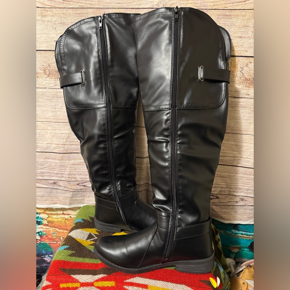 Henry Ferrera Black Knee-High Boots size 8 - Picture 4 of 7